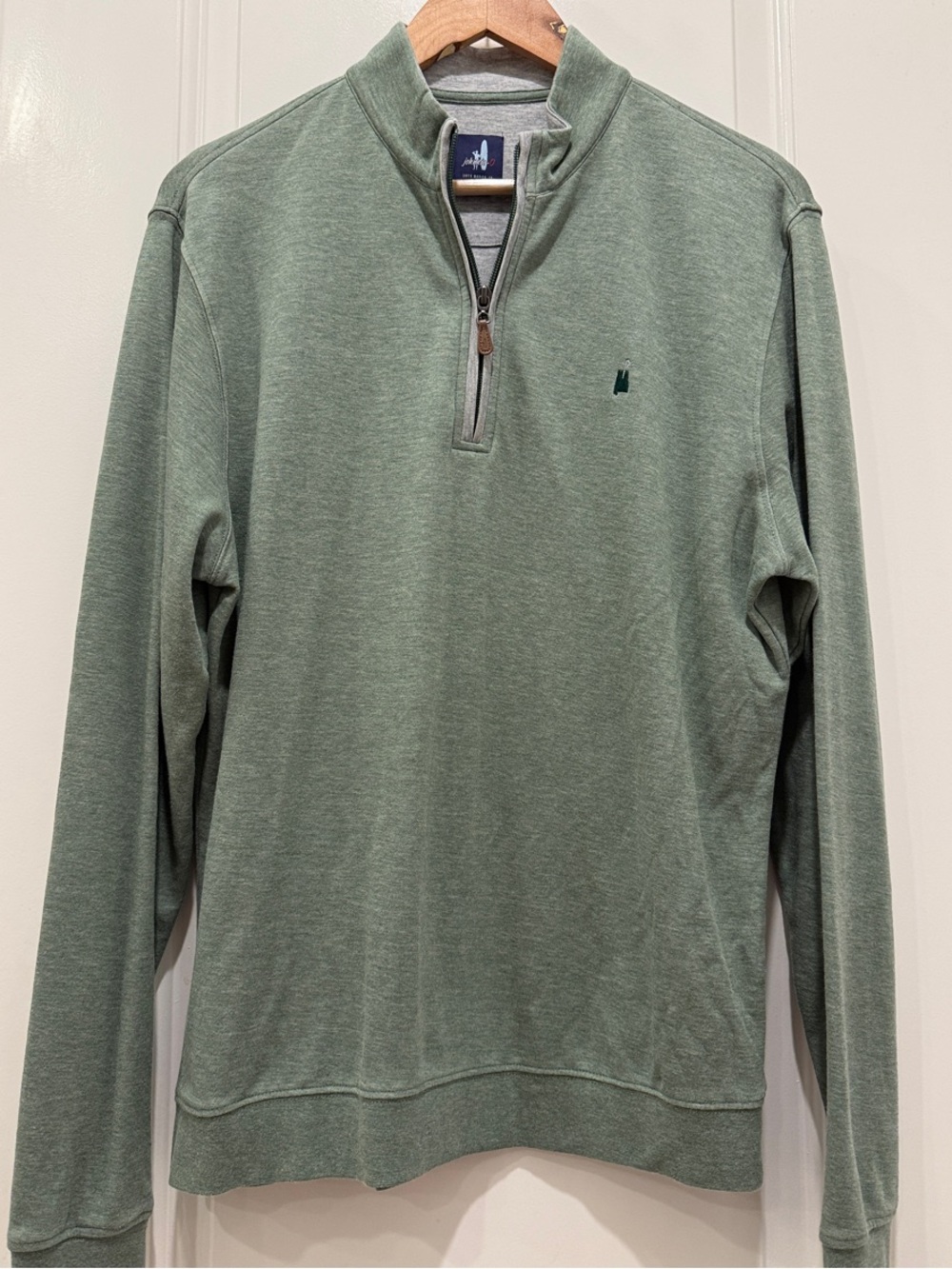 johnnie-O Men's Zip-Neck Pullover in Heather Sage